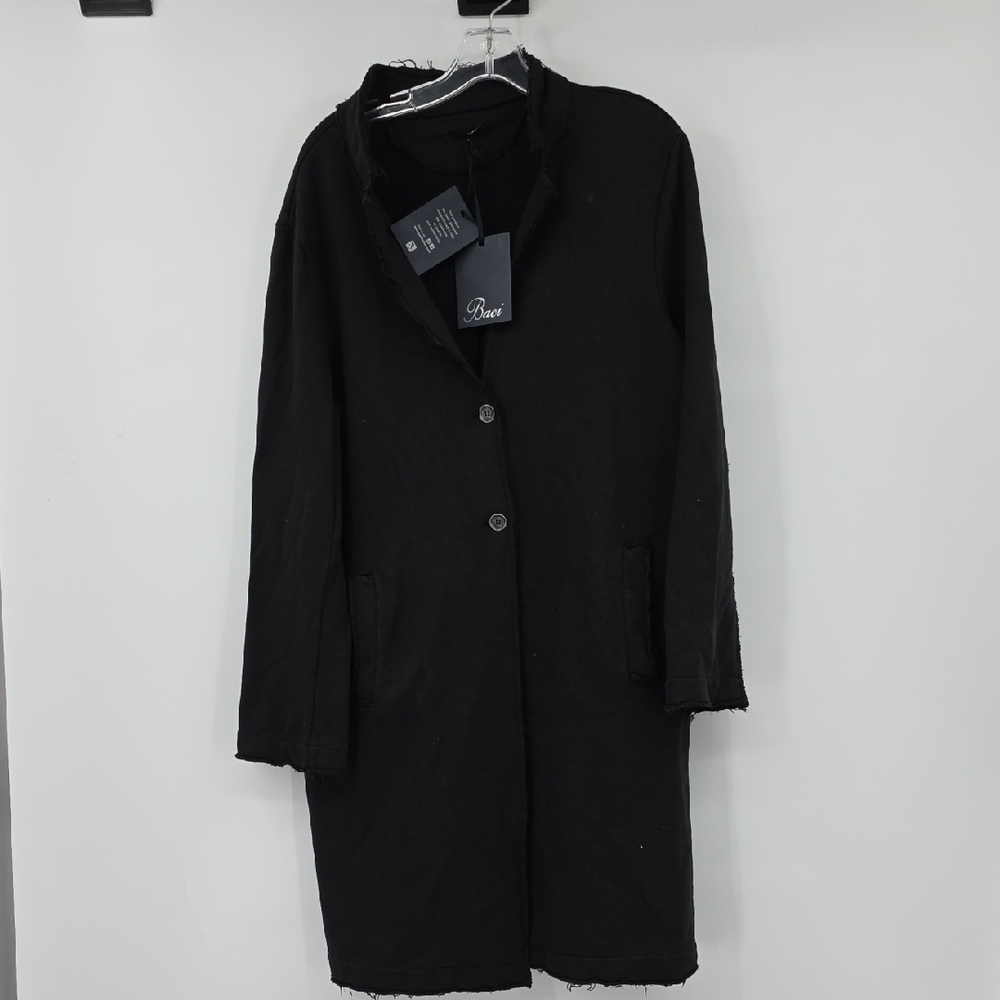 Baci Single-Breasted Raw Seam Overcoat Size L